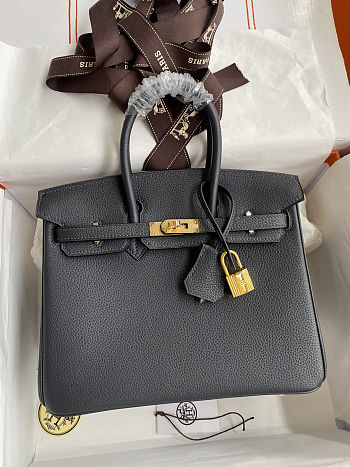 Hermes Birkin 25 Bag black Gold Togo 25cm
