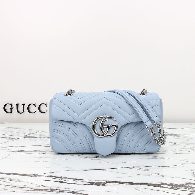 Gucci Marmont Leather Shoulder Bag Blue size 26x15x7cm - 1
