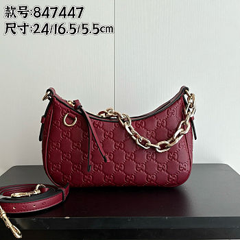 GG Emblem Rosso Ancora red GG leather size 24x16.5x5.5cm