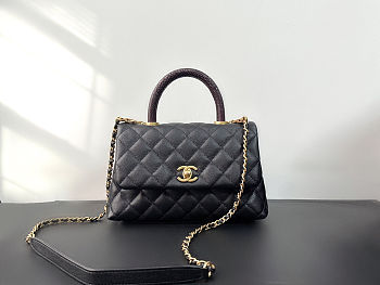 Chanel Coco Bolsa Handle Caviar Preta Bag Black size 14×24×10cm