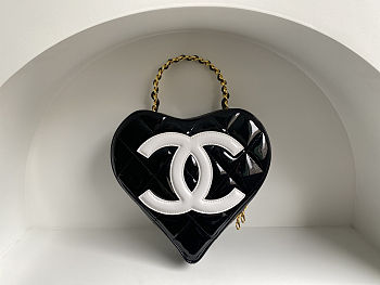 Vintage Chanel Heart Vanity Bag Black and White 