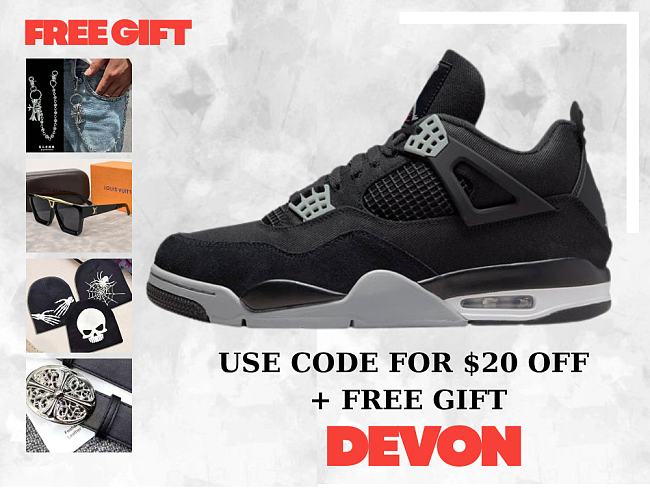 Air Jordan 4 Black Canvas - DH7138-006  - 1