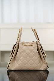 Chanel 25 Small Handbag Grained Calfskin & Gold-Tone Metal Beige size 30x26x14cm - 5