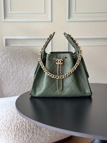 Chanel Small 25 Hobo Bag Khaki Caviar Antique Gold Hardware size 30x26x14cm