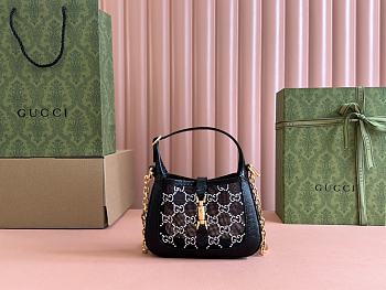 Gucci Jackie 1961 mini lizard shoulder bag Black size 19x13x3cm