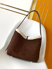LV CarryAll PM Mahina Leather Chocolate Brown size 22x34x11cm - 4