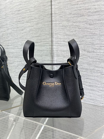 Dior Signature Bucket Bag Black Grained Calfskin size 21x11x19cm
