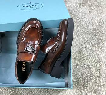 Prada brown loafer patent leather
