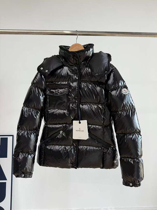 Moncler Glareins Braided Trim Hooded Short Down Jacket black color - 1
