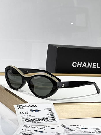 Chanel Sunglasses White Oval Frame 