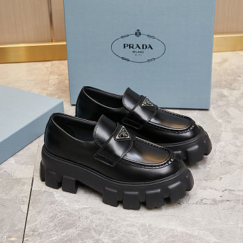 Prada  Monolith brushed Leather Loafers