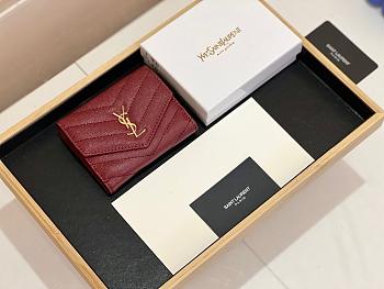 YSL Burgundy mini wallet - size 11*10*2 cm