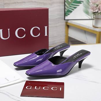 Gucci Purple Patent Leather Kitten Heel Mules