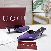 Gucci Purple Patent Leather Kitten Heel Mules - 4