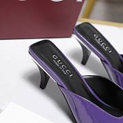 Gucci Purple Patent Leather Kitten Heel Mules - 2