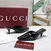 Gucci black  Patent Leather Kitten Heel Mules - 5
