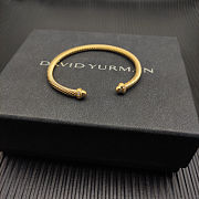 David Yurman Gold 4mm Round-Tip Diamond Bangle - 1