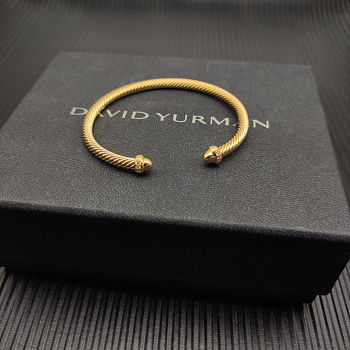 David Yurman Gold 4mm Round-Tip Diamond Bangle