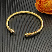 David Yurman Gold 4mm Round-Tip Diamond Bangle - 6