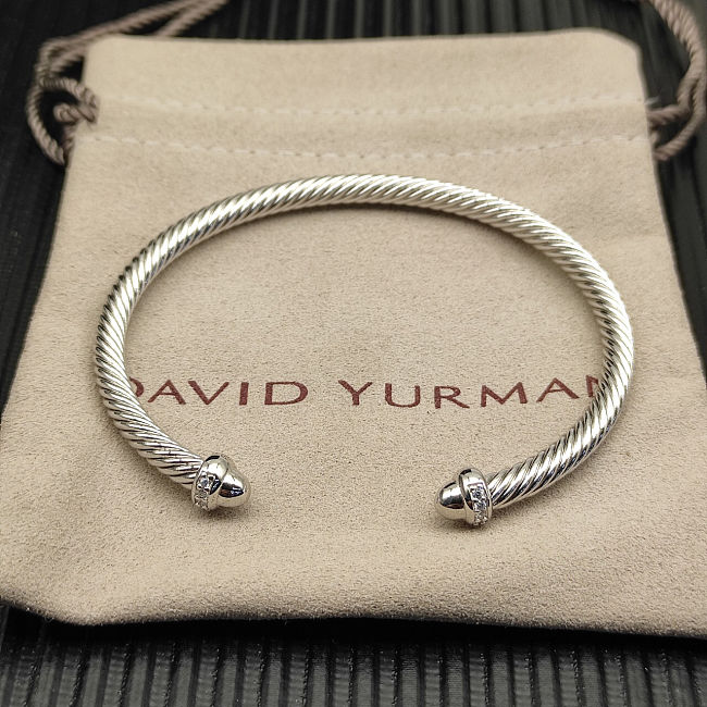 David Yurman silver 4mm Round-Tip Diamond Bangle - 1