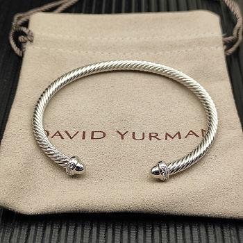 David Yurman silver 4mm Round-Tip Diamond Bangle