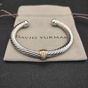 David Yurman 7mm silver gold beaded white diamond bangle - 2