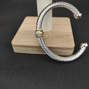 David Yurman 7mm silver gold beaded white diamond bangle - 4