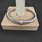 David Yurman 7mm silver gold beaded white diamond bangle - 6