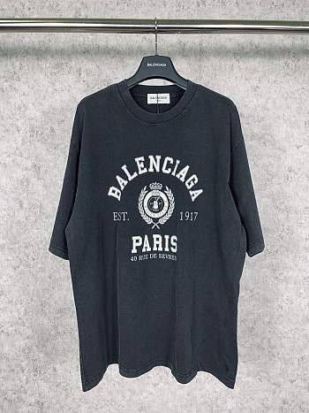 Balenciaga Paris 1917 Crest Logo T-Shirt – Washed Black