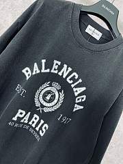 Balenciaga Paris 1917 Crest Logo T-Shirt – Washed Black - 2