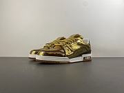 LV trainer gold Calf leather with cracked effect - 5