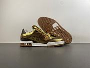 LV trainer gold Calf leather with cracked effect - 4
