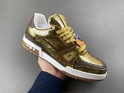 LV trainer gold Calf leather with cracked effect - 3