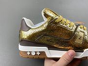 LV trainer gold Calf leather with cracked effect - 2