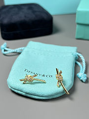 Tiffany Knot Stud Earrings  Gold Tone - 5
