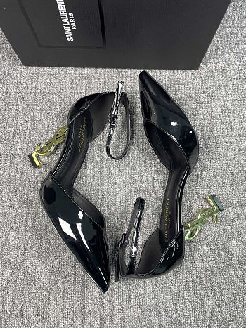 Saint Laurent Patent Leather Ankle Strap Pumps – Black