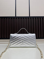 Chanel Metallic Silver Chevron Flap Bag with Top Handle- size 26-13.5-6cm - 4