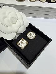 Chanel CC Enamel Stud Earrings – White & Gold Tone - 6