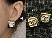 Chanel CC Enamel Stud Earrings – White & Gold Tone - 5
