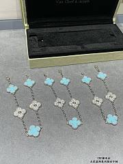 Four-Leaf Clover Bracelet with Turquoise Enamel & Pavé Crystals - 5