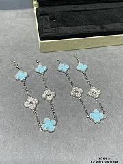 Four-Leaf Clover Bracelet with Turquoise Enamel & Pavé Crystals - 6