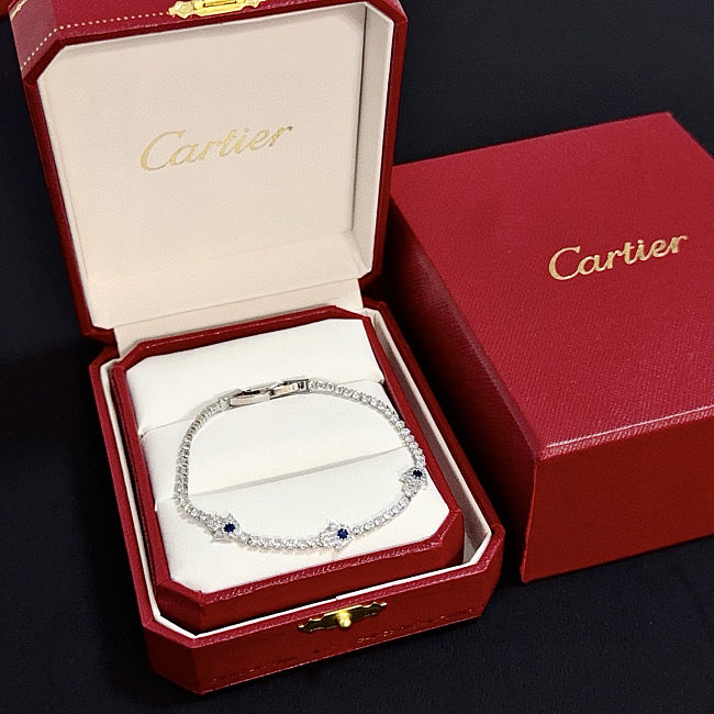 Diamond Tennis Bracelet with Sapphire Star Accents – Cartier-Inspired Design - 1