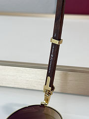 Round Gold Sunglasses with Wooden Temples – Cartier-Inspired Design - 6