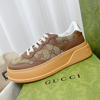 GG Canvas Platform Sneaker in Beige & Brown
