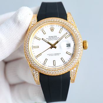 Rolex Datejust – Yellow Gold Diamond Bezel (Rubber Strap Edition)
