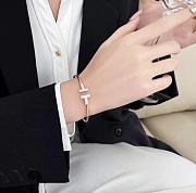 Tiffany's Latest White Mother-of-Pearl Double T Rose Gold Bangle - 6