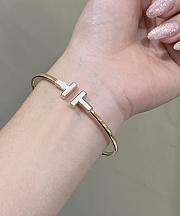 Tiffany's Latest White Mother-of-Pearl Double T Rose Gold Bangle - 5