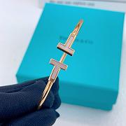 Tiffany's Latest White Mother-of-Pearl Double T Rose Gold Bangle - 4