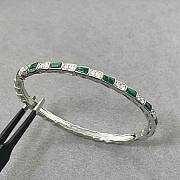 Bulgari snake bone bracelet, silver and peacock green - 1