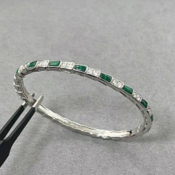 Bulgari snake bone bracelet, silver and peacock green